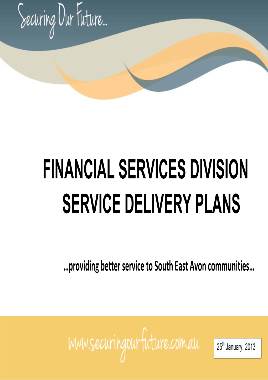 Financial Services Division Service Delivery Plans