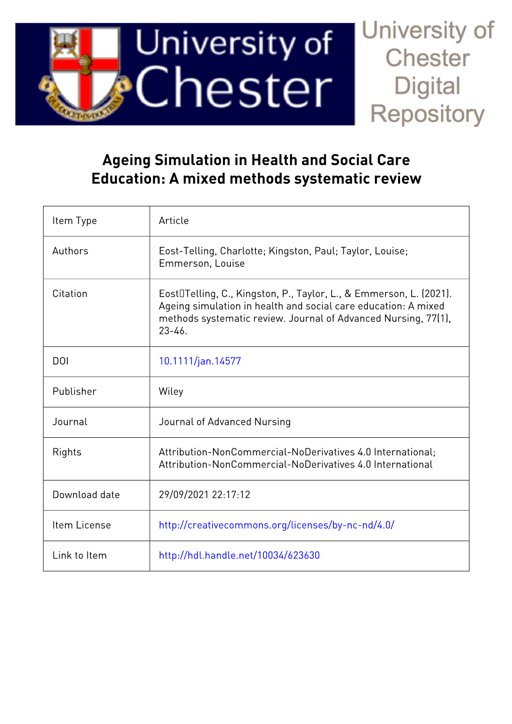 Ageing Simulation in Health and Social Care Education: a Mixed Methods Systematic Review