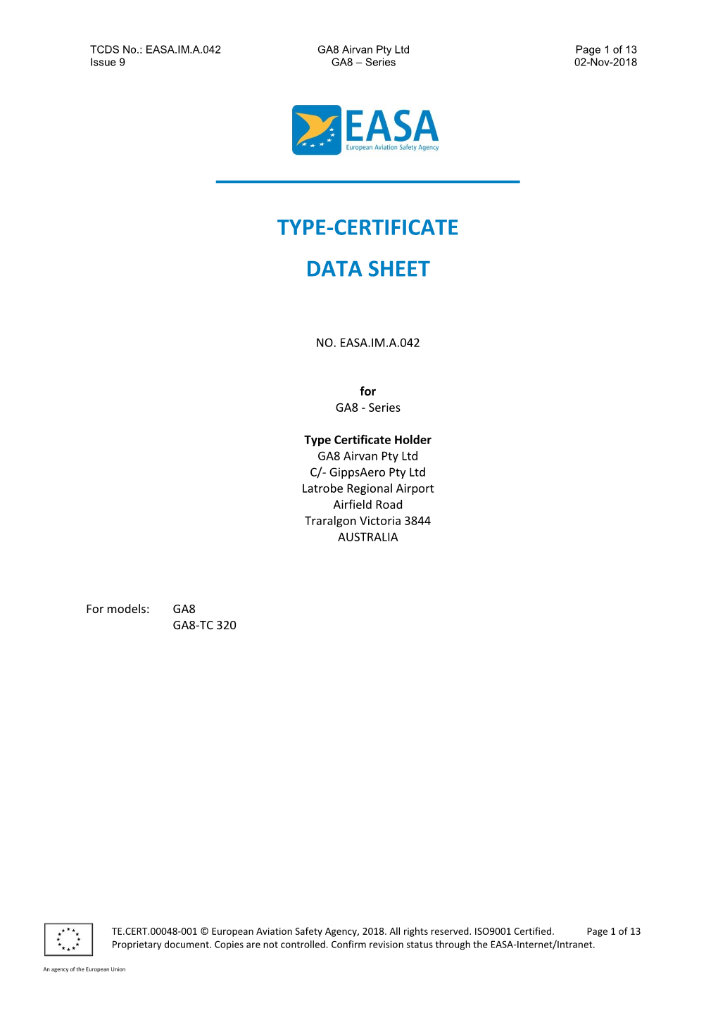 Type-Certificate Data Sheet