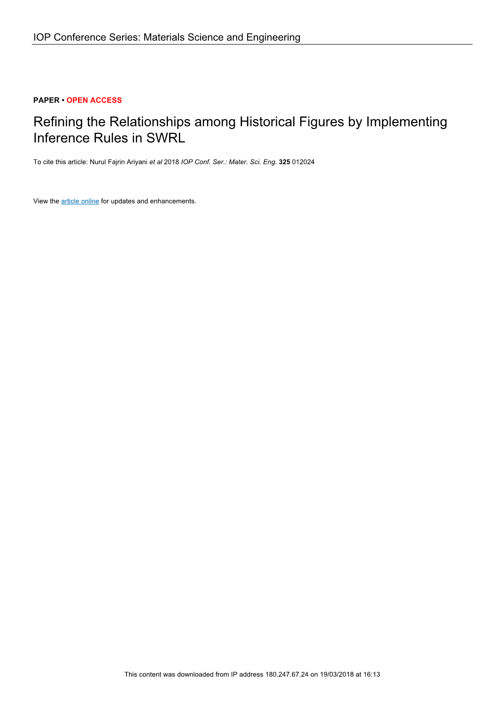 Refining the Relationships Among Historical Figures by Implementing Inference Rules in SWRL