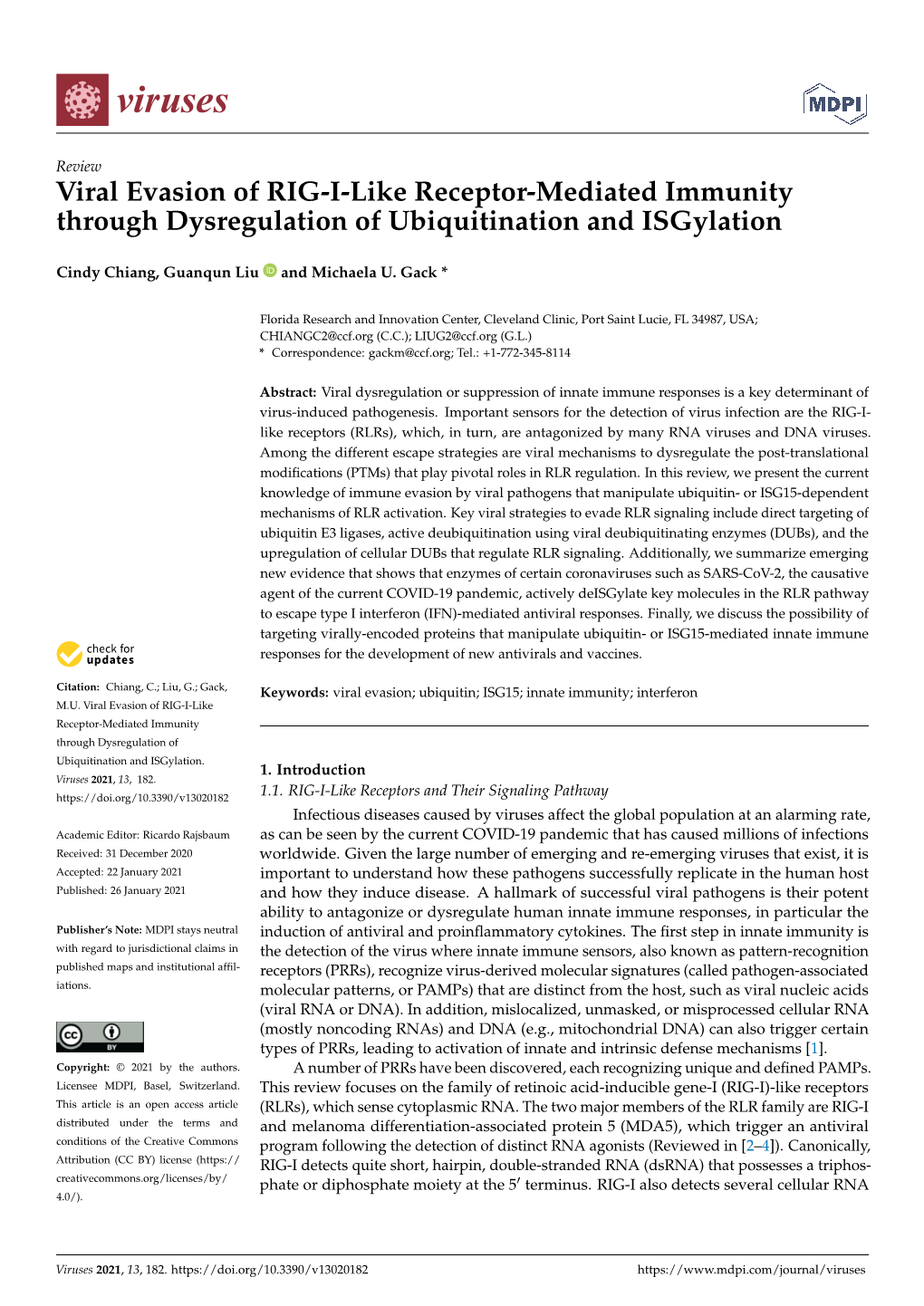 Viral Evasion of RIG-I-Like Receptor-Mediated Immunity Through Dysregulation of Ubiquitination and Isgylation