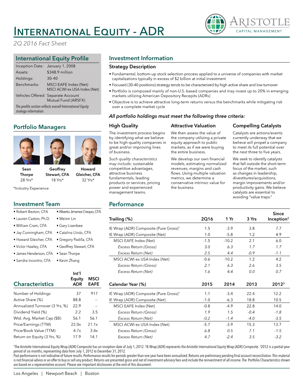 International Equity - ADR 2Q 2016 Fact Sheet