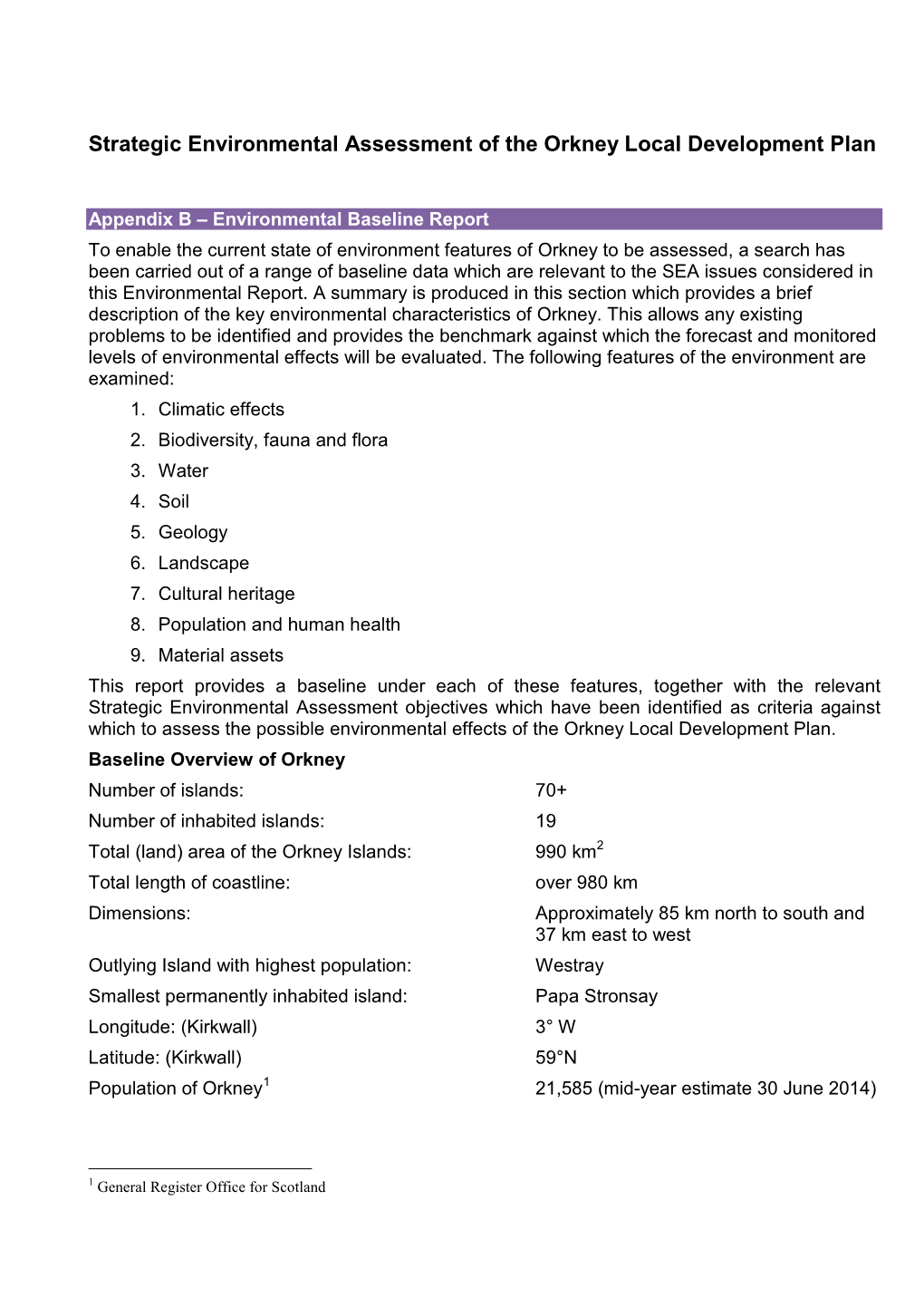 SEA Appendix B – Environmental Baseline