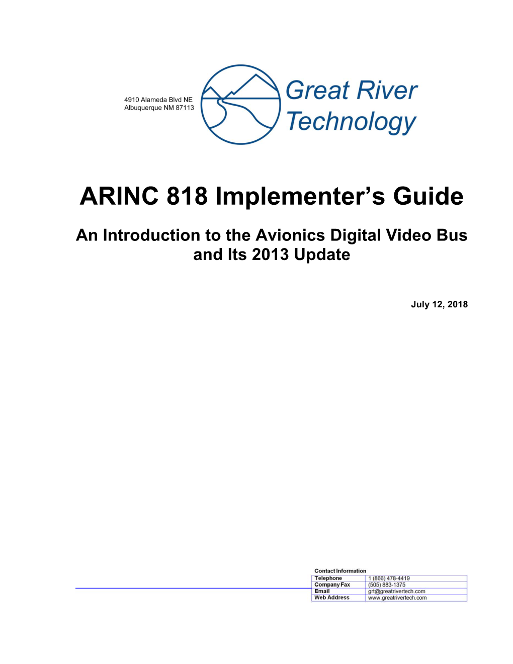 ARINC 818 Implementer's Guide