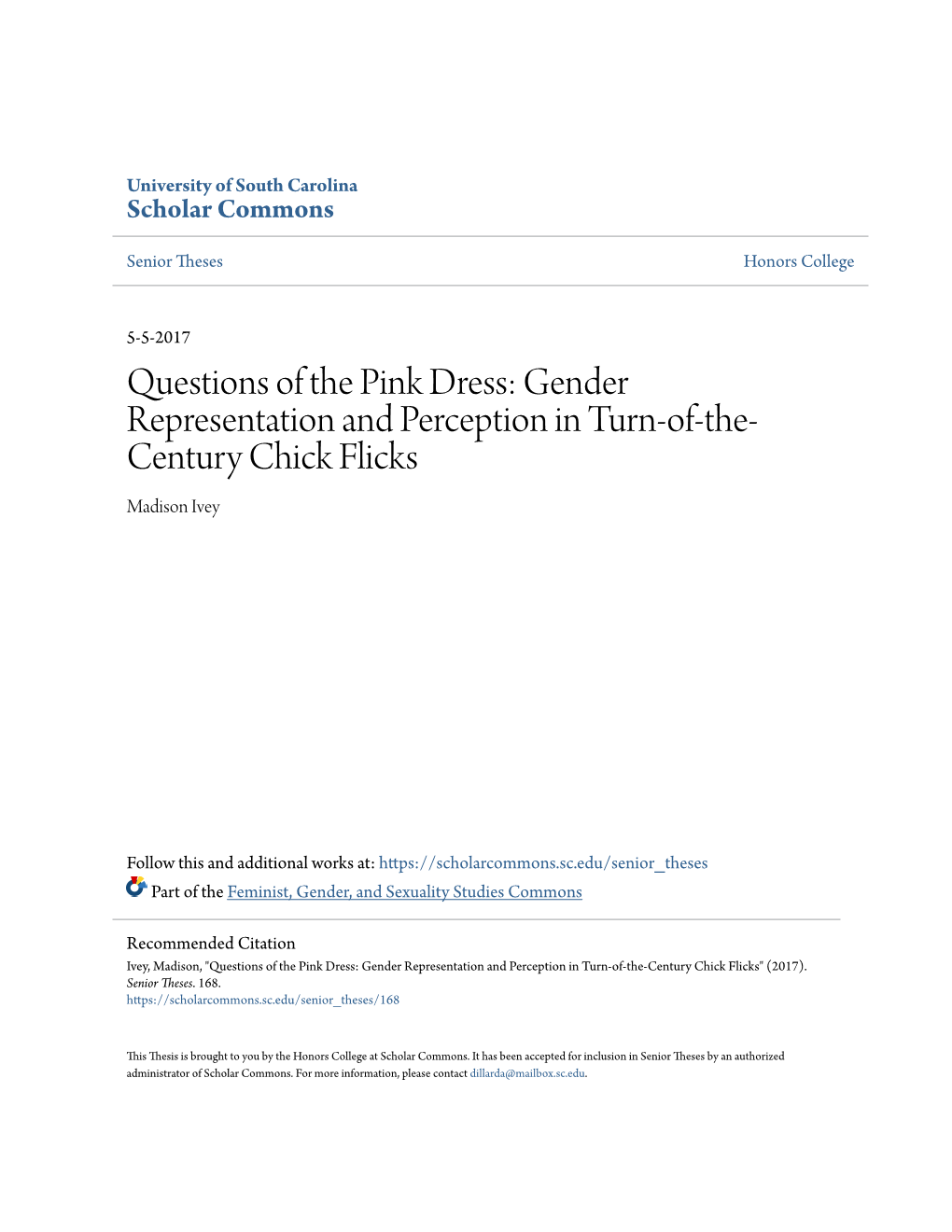 Gender Representation and Perception in Turn-Of-The-Century Chick Flicks