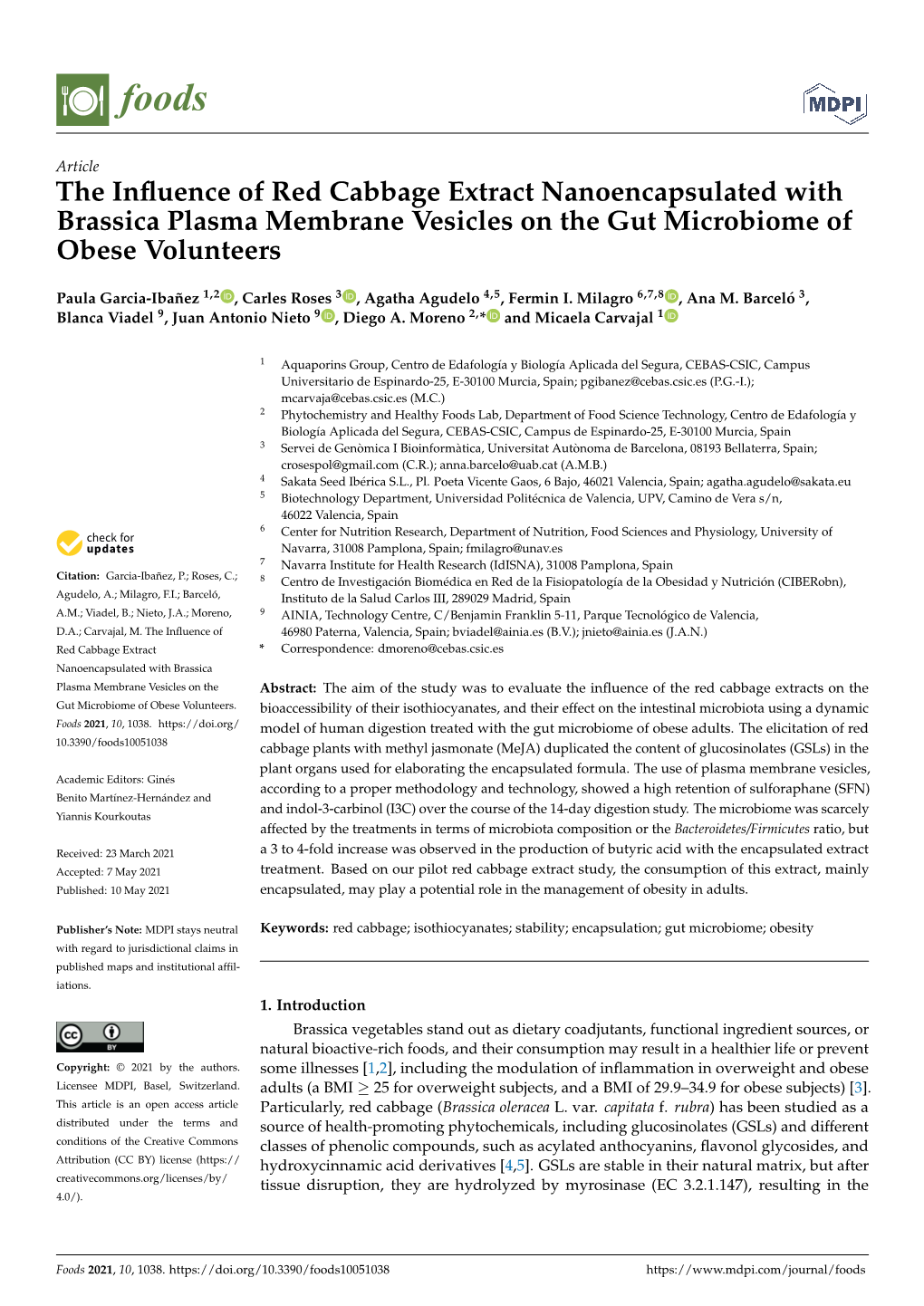 The Influence of Red Cabbage Extract Nanoencapsulated with Brassica