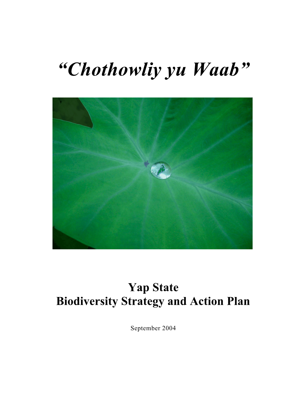 Yap State Biodiversity Strategy and Action Plan