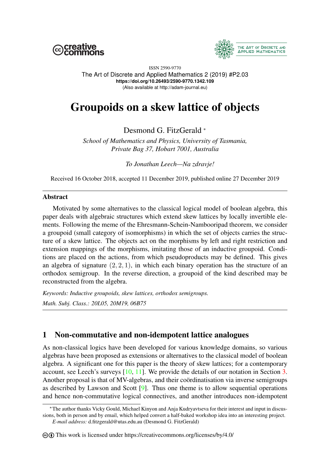 Groupoids on a Skew Lattice of Objects