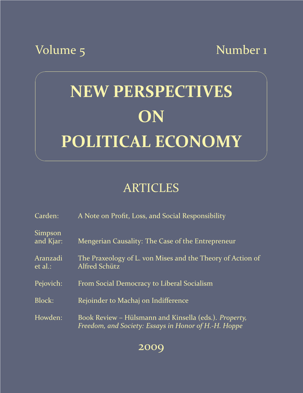 New Perspectives on Political Economy & %