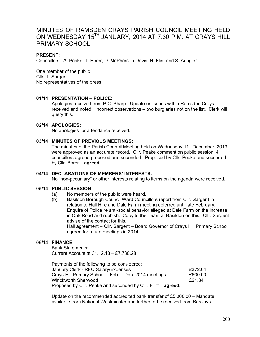 Council Minutes 15 Jan 2014