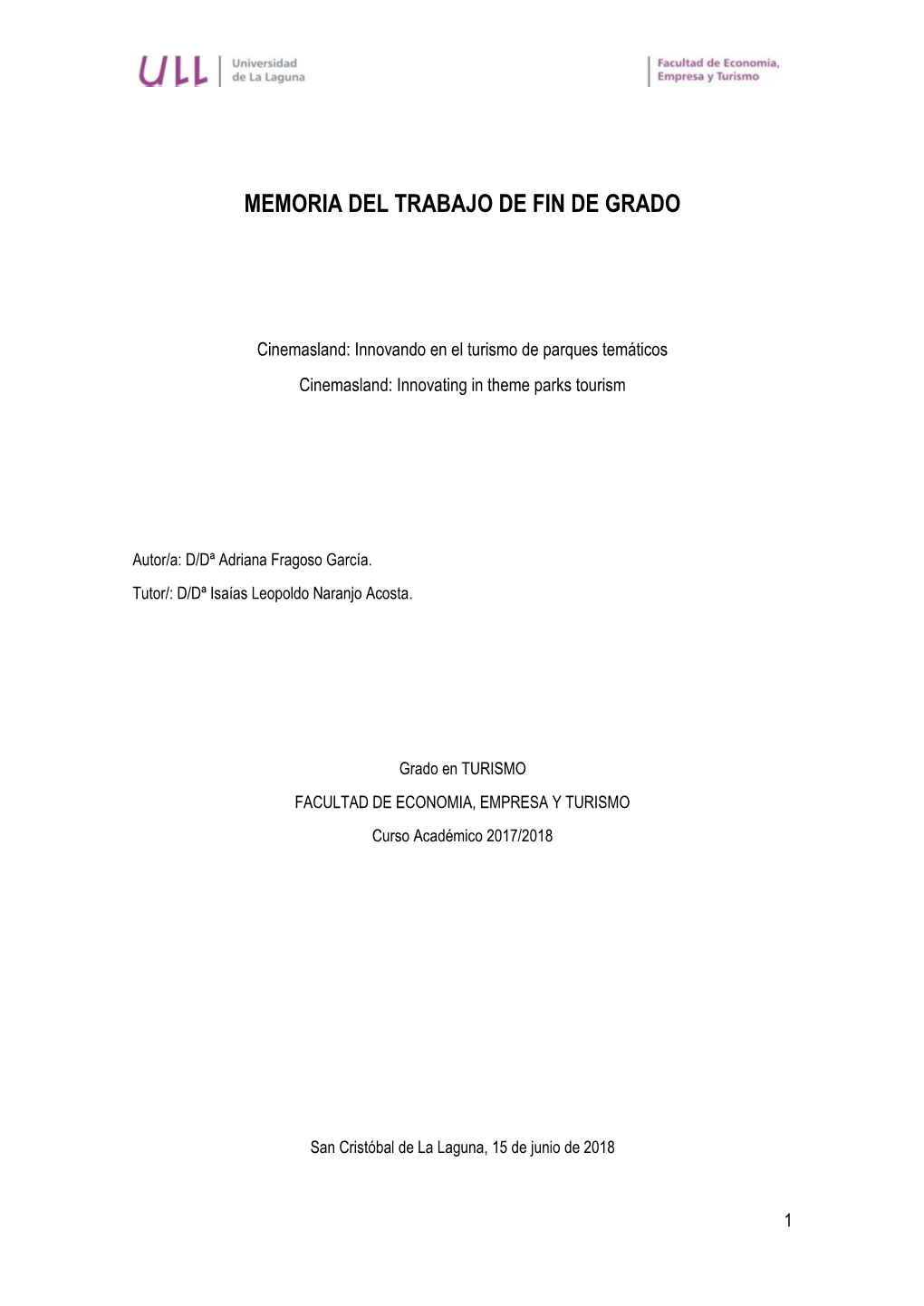 Memoria Del Trabajo De Fin De Grado