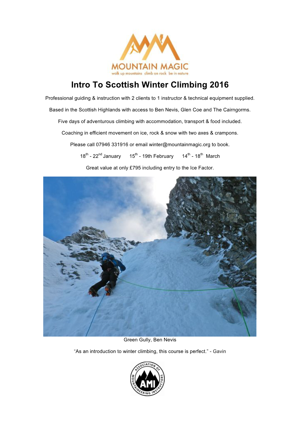 Intro to Scottish Winter Climbing 2016