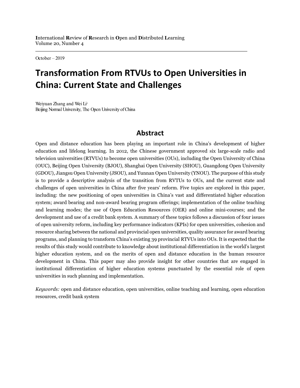 Transformation from Rtvus to Open Universities in China: Current State and Challenges