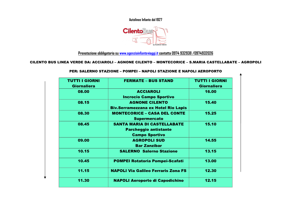 Prenotazione Obbligatoria Su Contatta 0974 932938 /0974932026