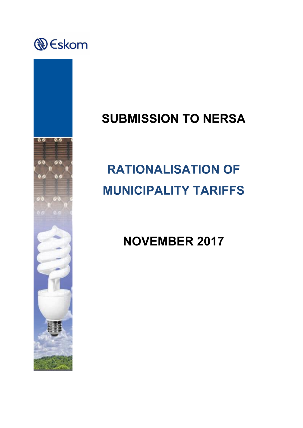 Submission to Nersa Rationalisation of Municipality Tariffs November 2017