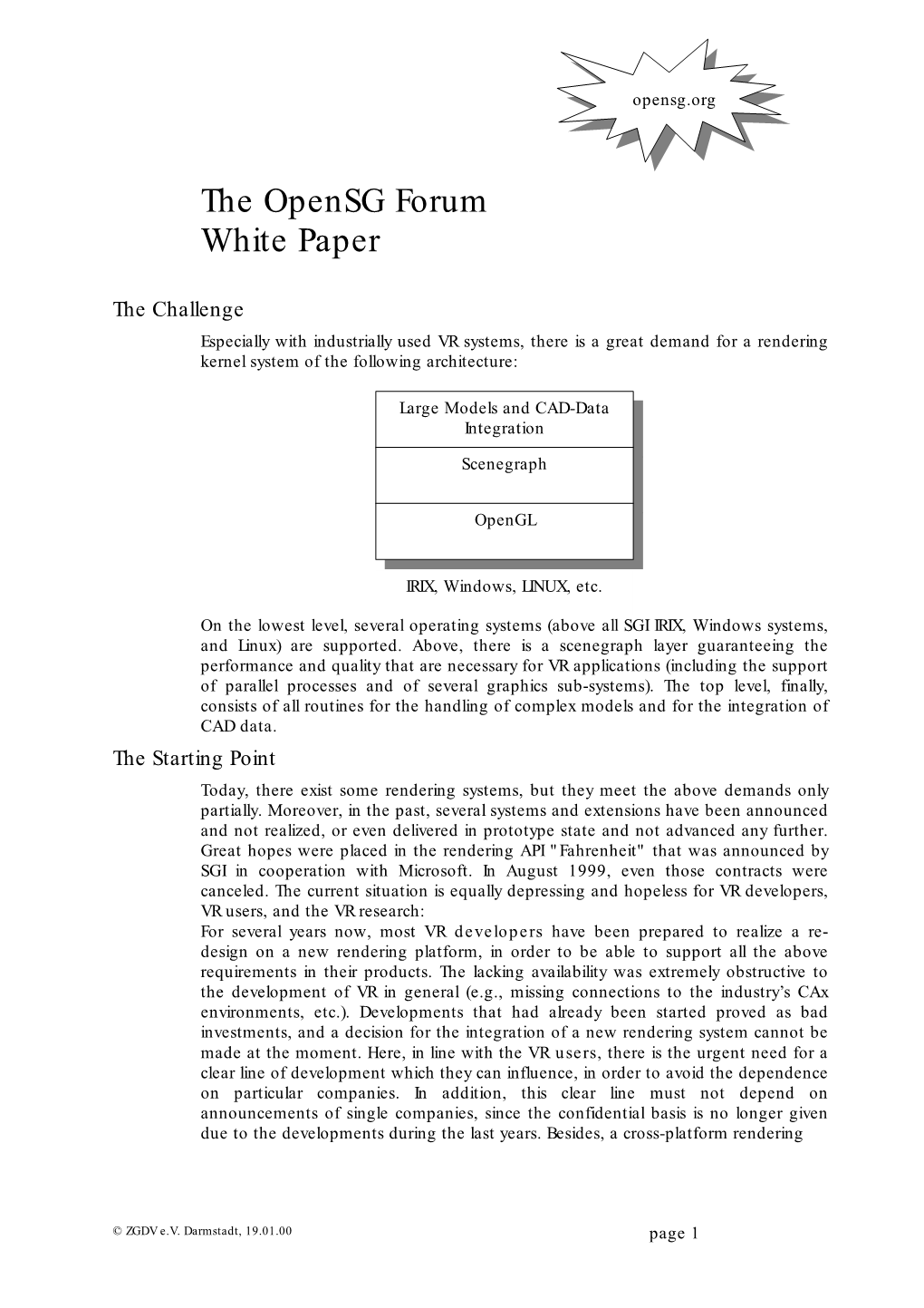 The Opensg Forum White Paper