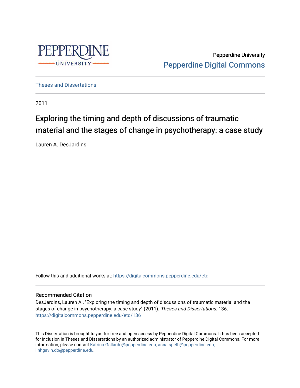 Exploring the Timing and Depth of Discussions of Traumatic Material and the Stages of Change in Psychotherapy: a Case Study