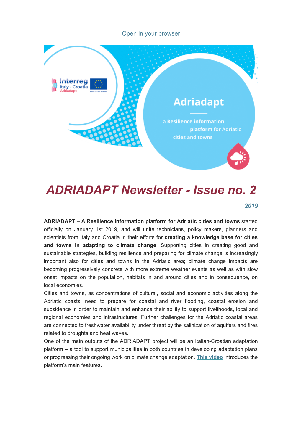 ADRIADAPT Newsletter - Issue No