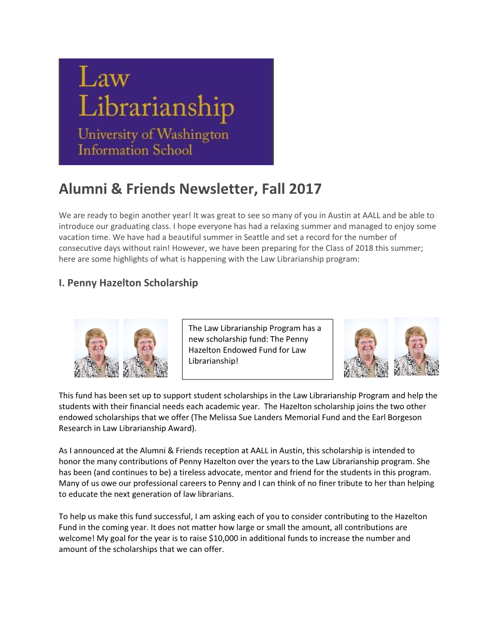 Alumni & Friends Newsletter, Fall 2017