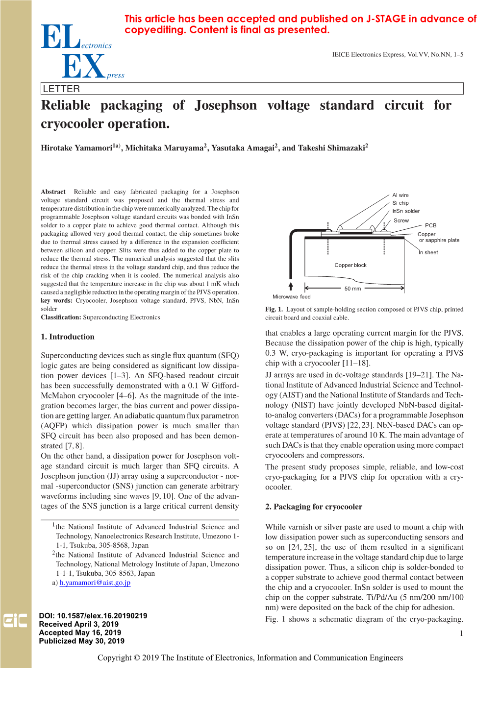 Reliable Packaging of Josephson Voltage Standard Circuit for Cryocooler Operation