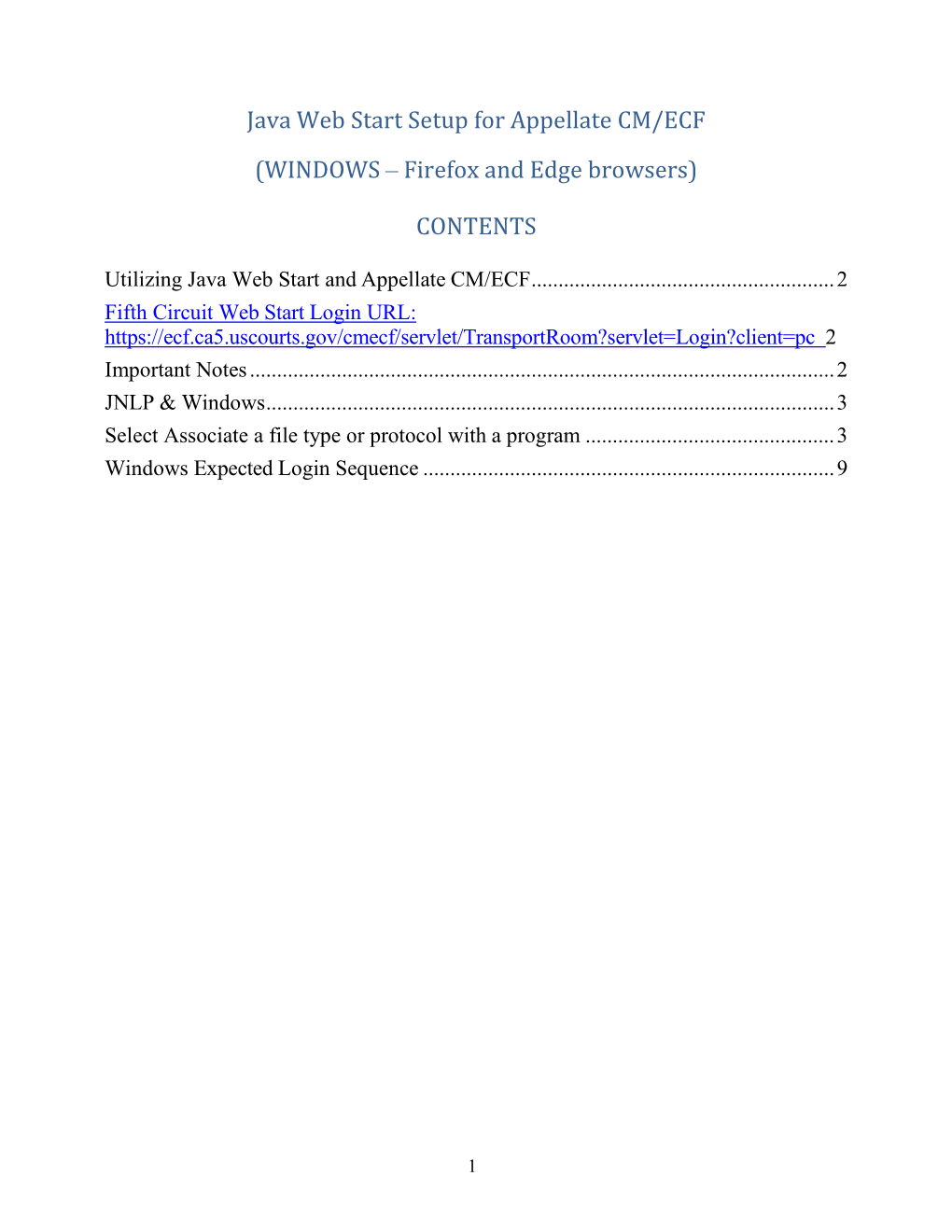 Java Web Start Setup for Appellate CM/ECF (WINDOWS – Firefox And