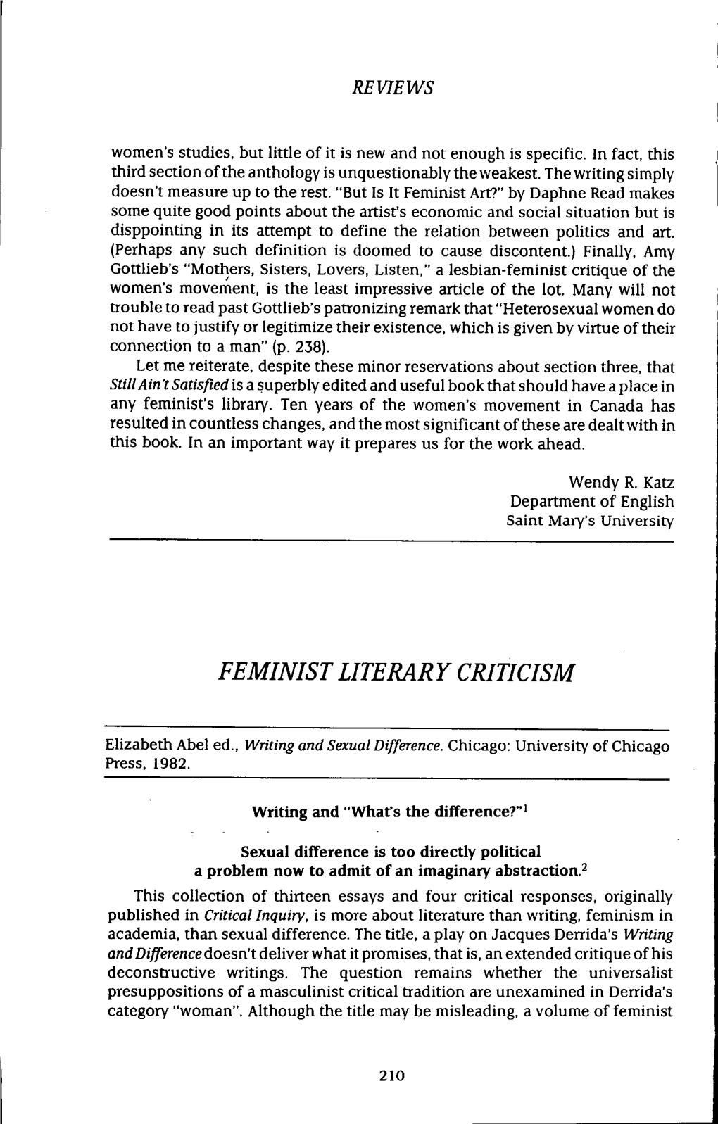 Feminist Literary Criticism