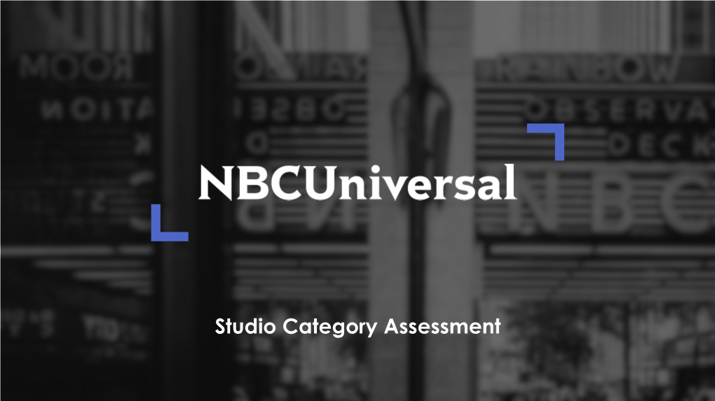 Studio Category Assessment Defining the Entertainment Category