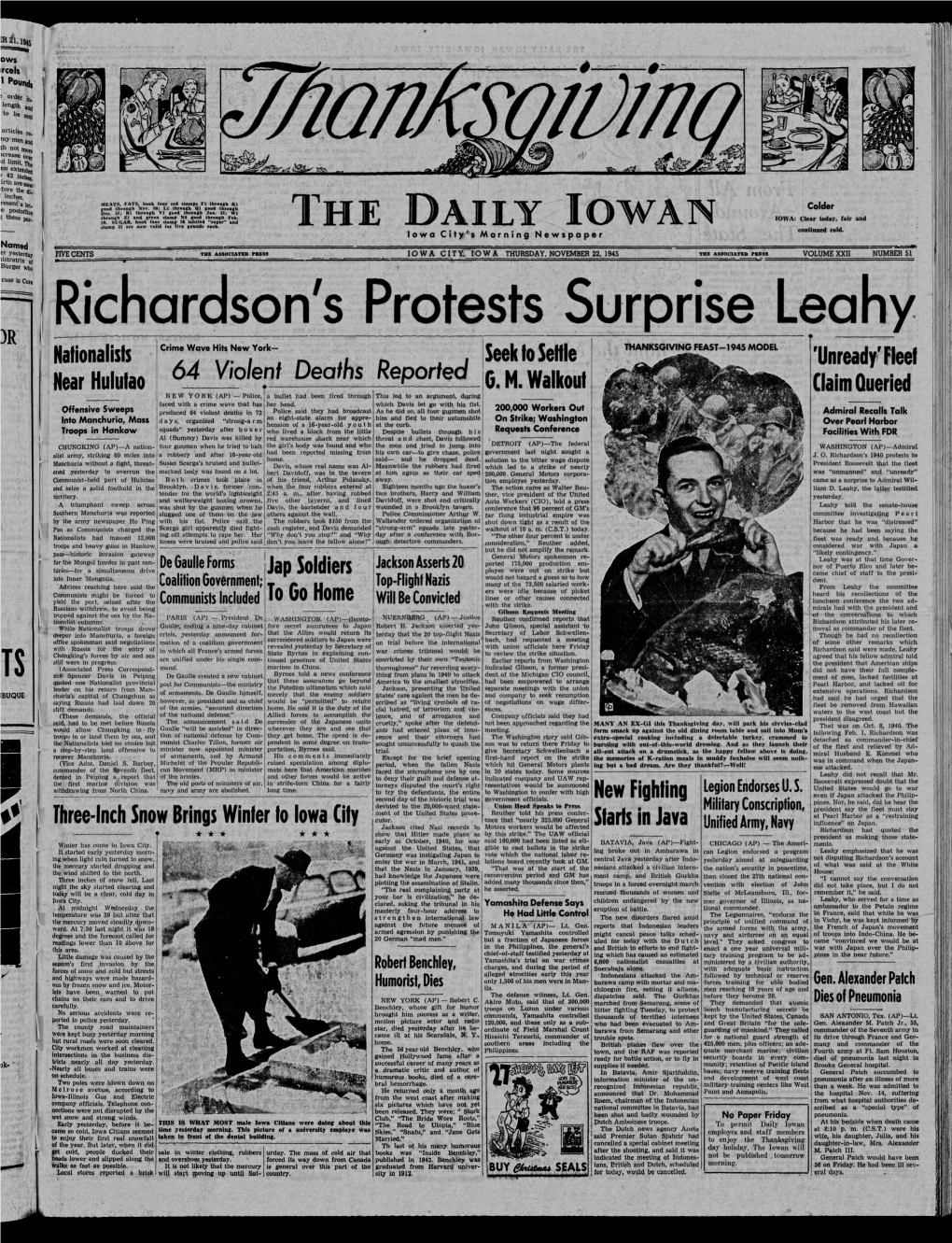 Daily Iowan (Iowa City, Iowa), 1945-11-22