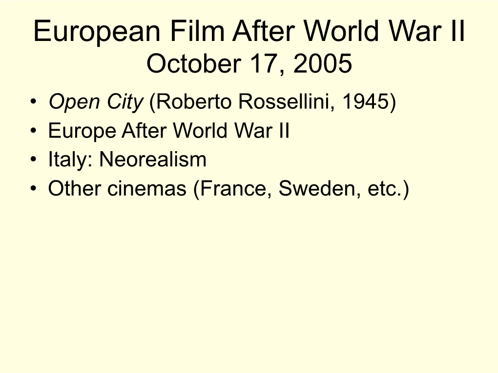 European Film After World War II