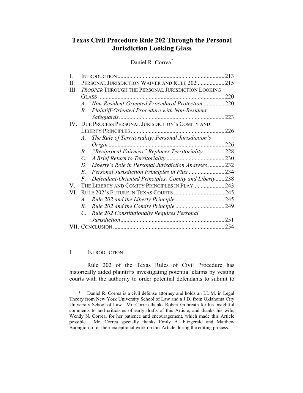 Texas Civil Procedure Rule 202 Through the Personal Jurisdiction Looking Glass