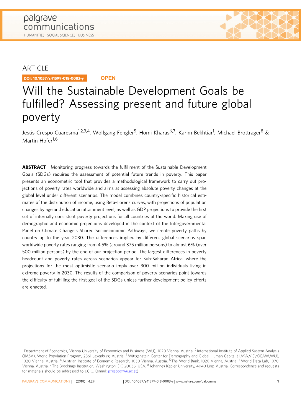 Assessing Present and Future Global Poverty