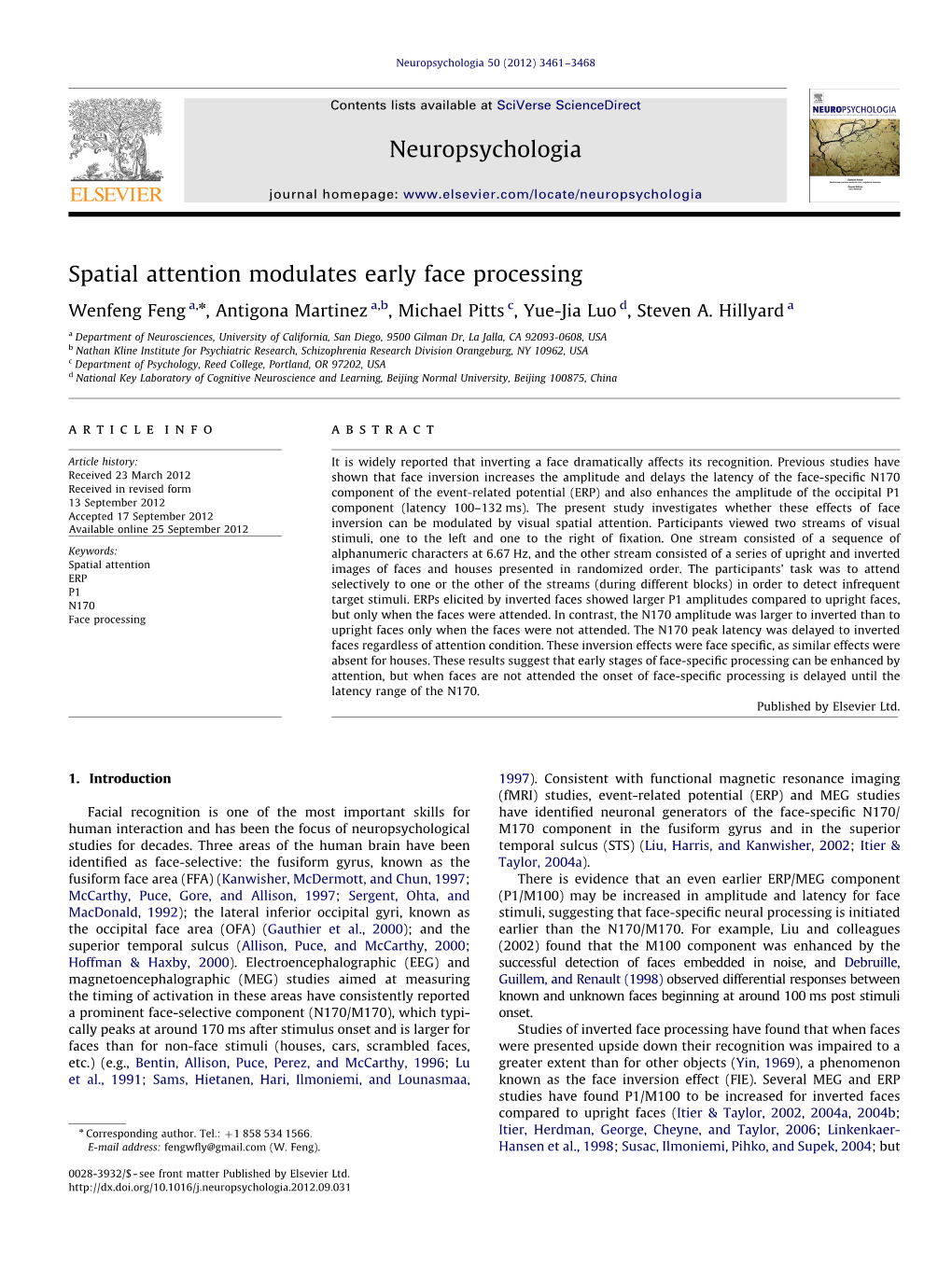 Spatial Attention Modulates Early Face Processing