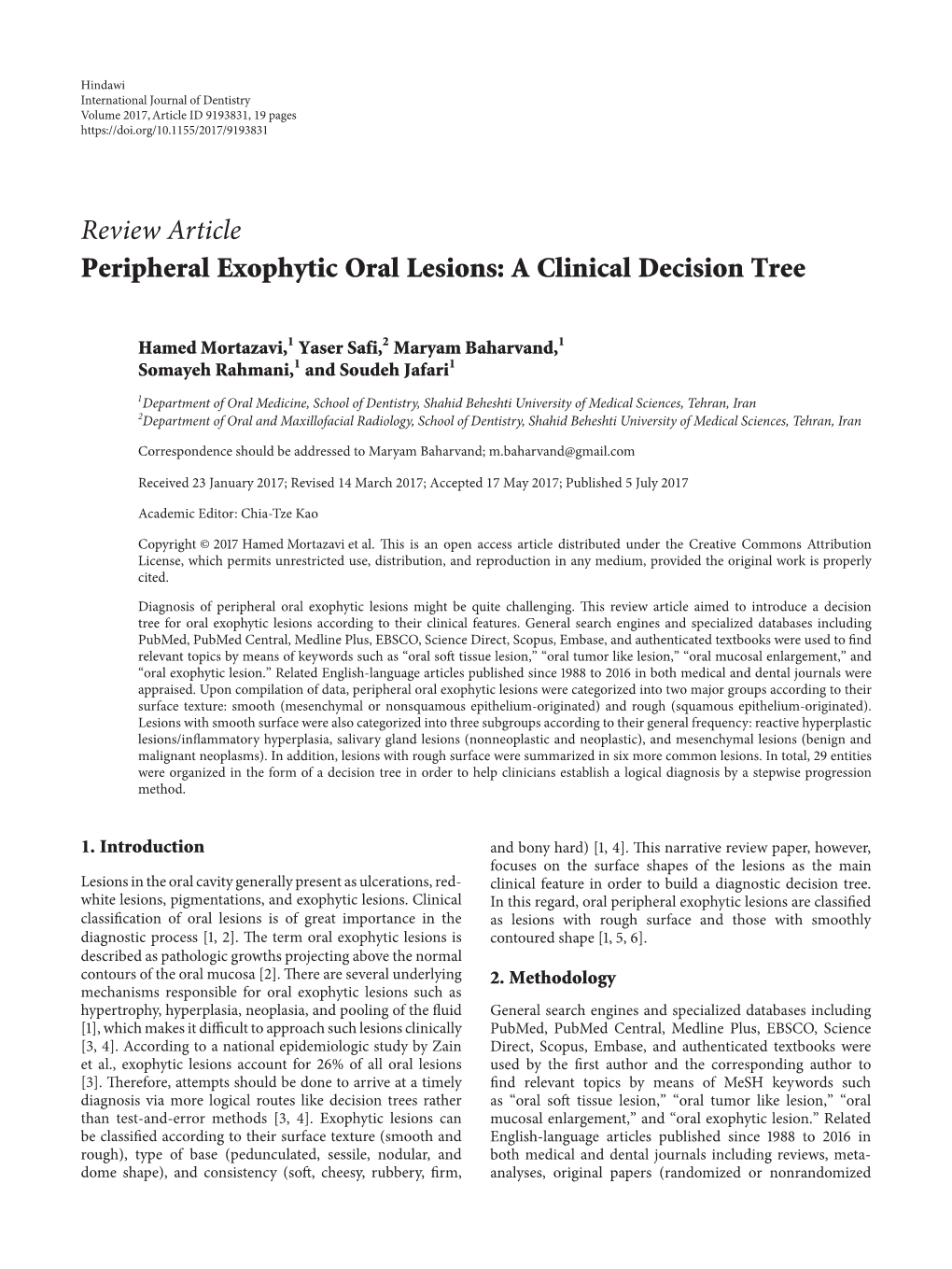 Review Article Peripheral Exophytic Oral Lesions: a Clinical Decision Tree