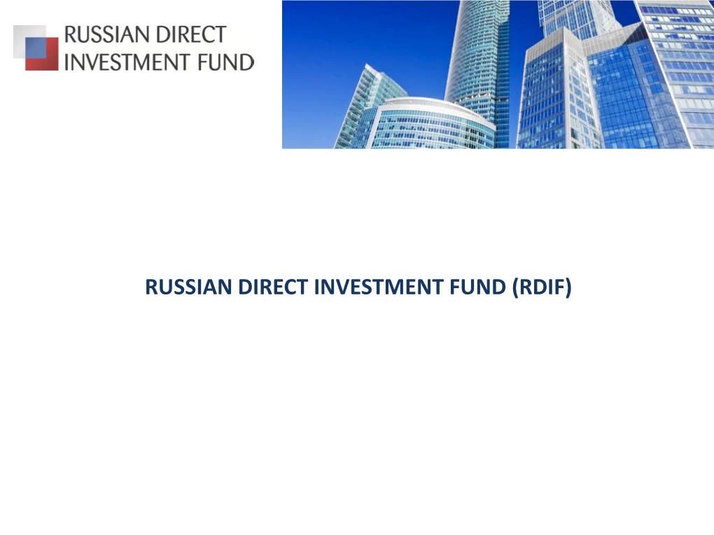 Russian Direct Investment Fund (Rdif)