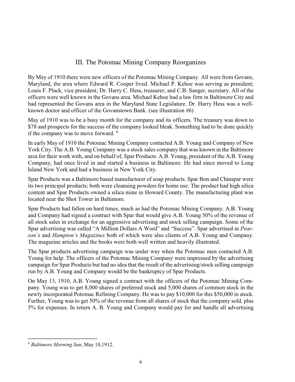 III. the Potomac Mining Company Reorganizes
