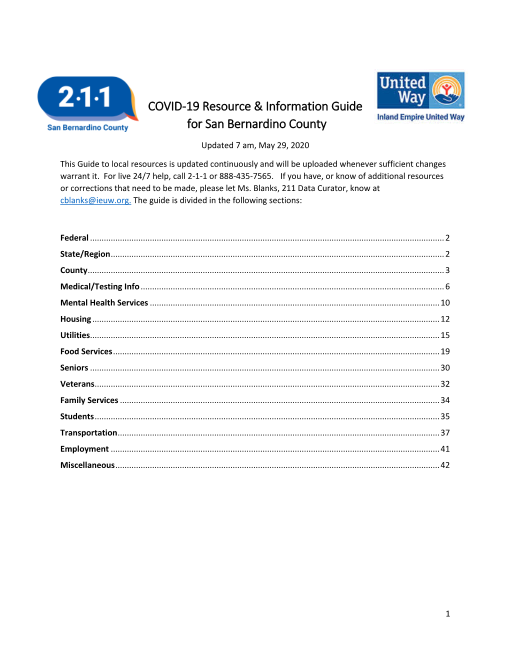 COVID-19 Resource & Information Guide for San Bernardino County