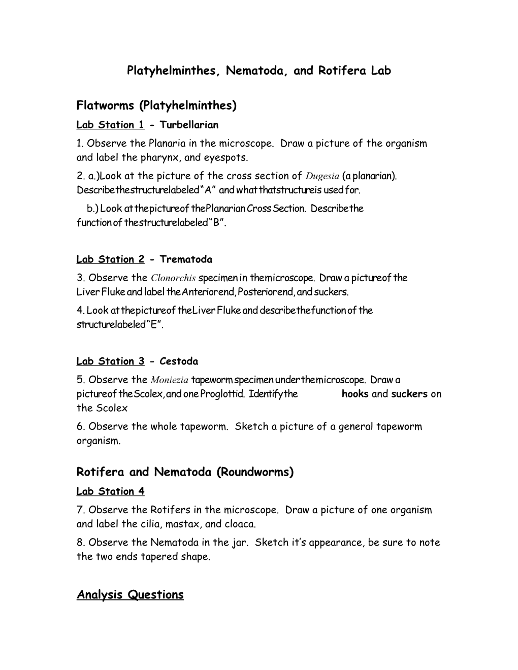 Platyhelminthes and Nematoda