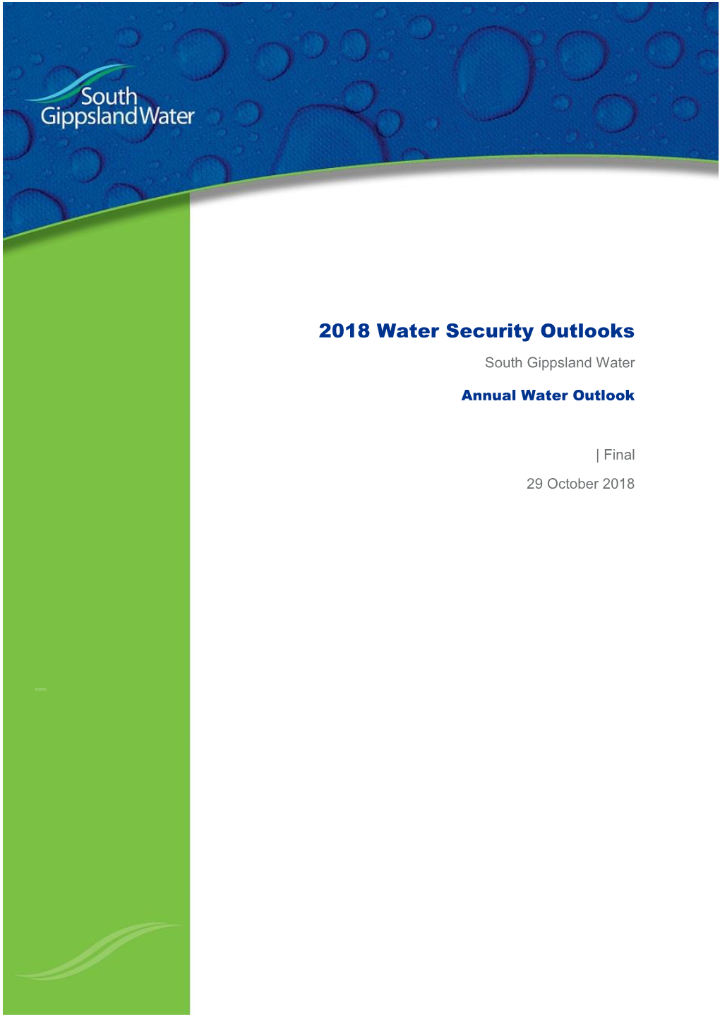 2018 Water Security Outlooks South Gippsland Water