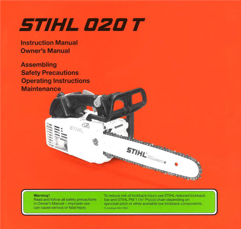 STIHL 020 Instruction Manual