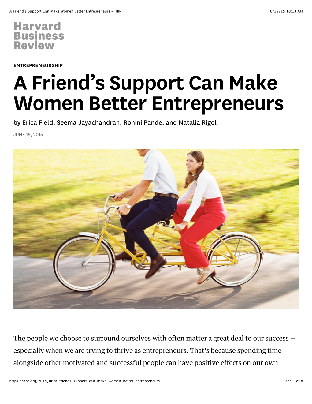 A Friend's Support Can Make Women Better Entrepreneurs