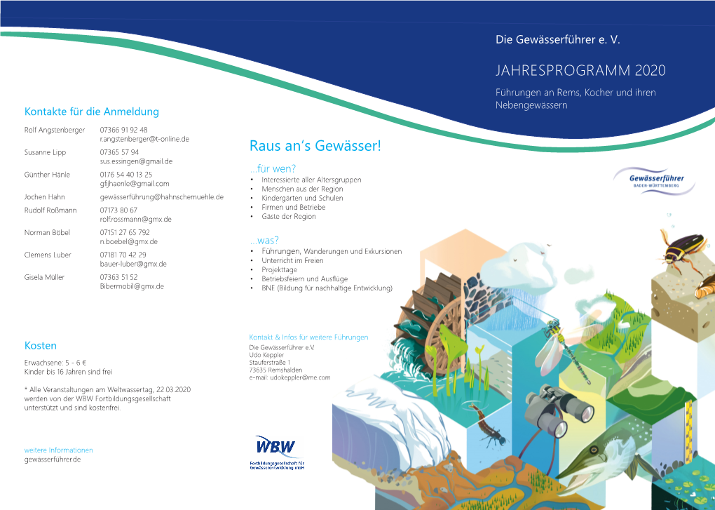 Die Gewässerführer E. V., Jahresprogramm 2020