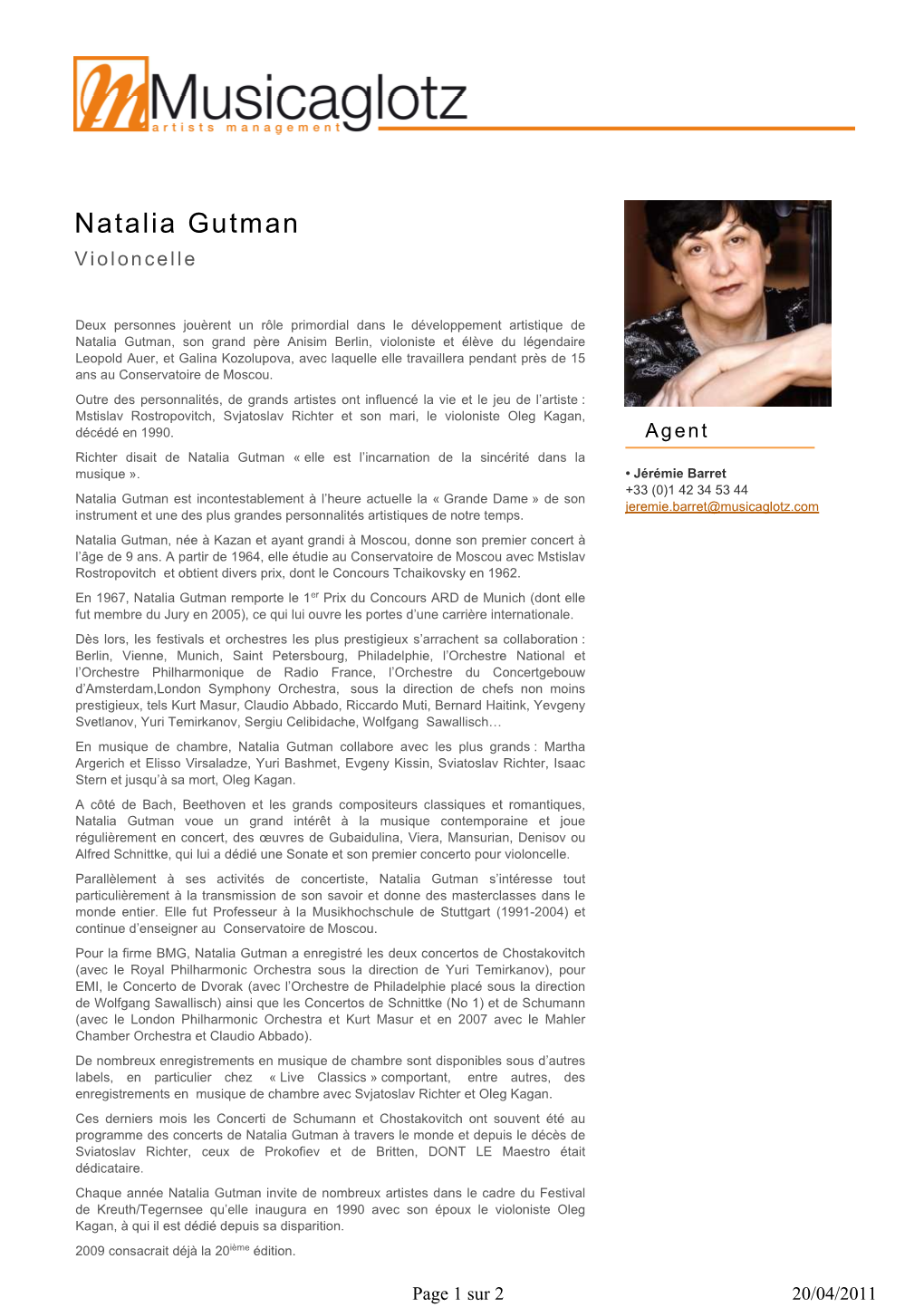 Natalia Gutman Violoncelle