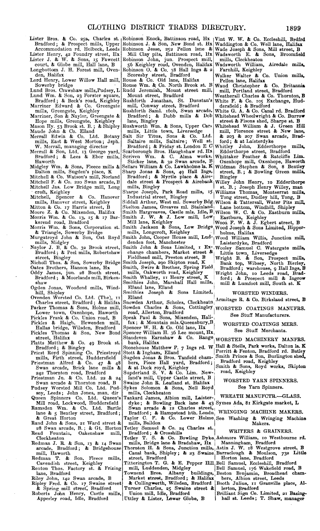 Clothing District Trades Directory. 1899