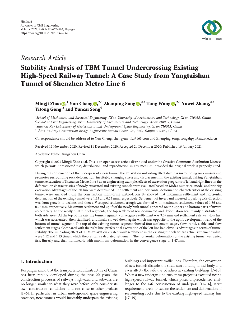 Stability Analysis of TBM Tunnel Undercrossing Existing High-Speed Railway Tunnel: a Case Study from Yangtaishan Tunnel of Shenzhen Metro Line 6