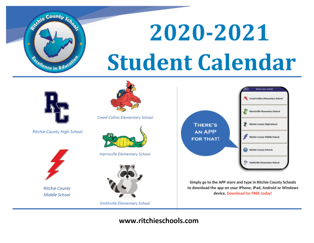 Student Calendar 2020-2021