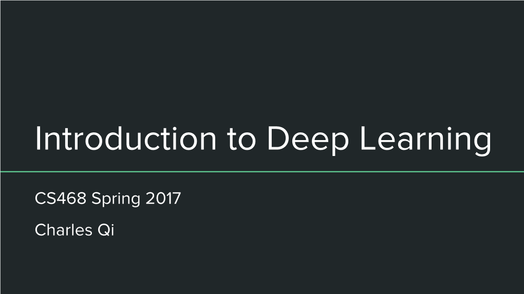 Intro to Deep Learning