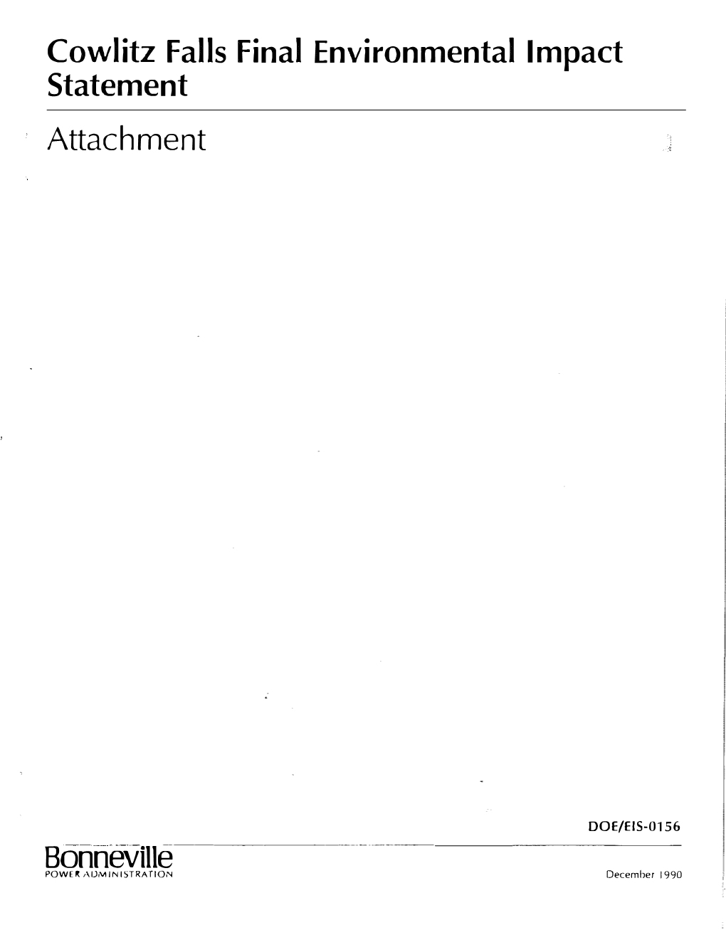 Cowlitz Falls Final Environmental Impact Statement Attachment