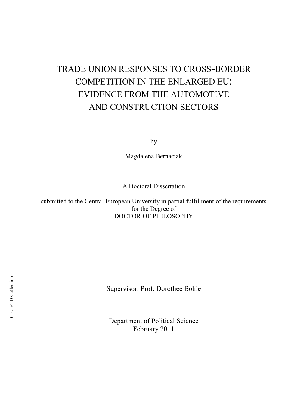 Trade Union Responses to Crossborder Competition