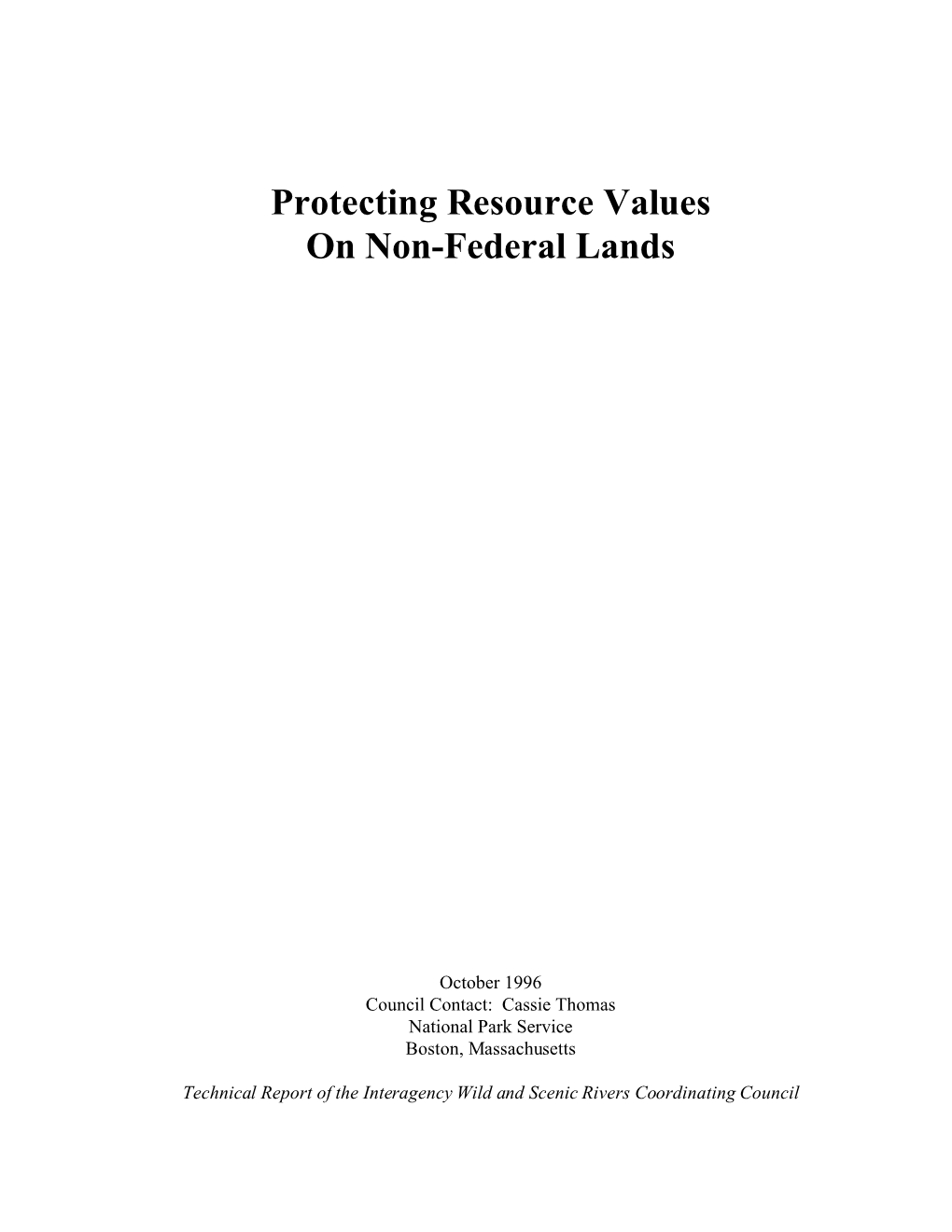 Protecting Resource Values on Non-Federal Lands