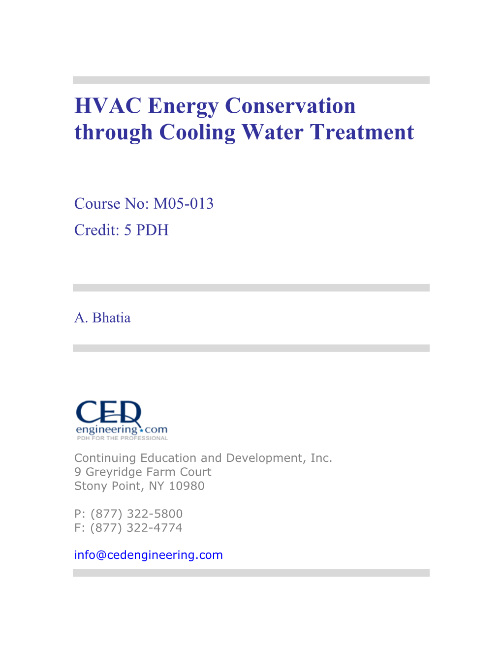 HVAC Energy Conservation Through Cooling Water Treatment